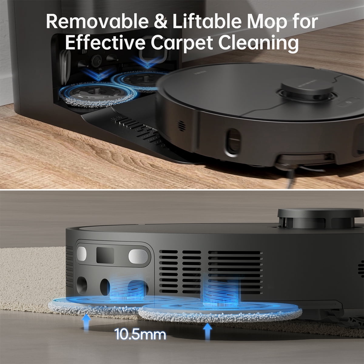 Dreame X40 Ultra Robot Vacuum, Removable & Liftable Mop, 12000Pa Suction, 158°F Mop Self Cleaning