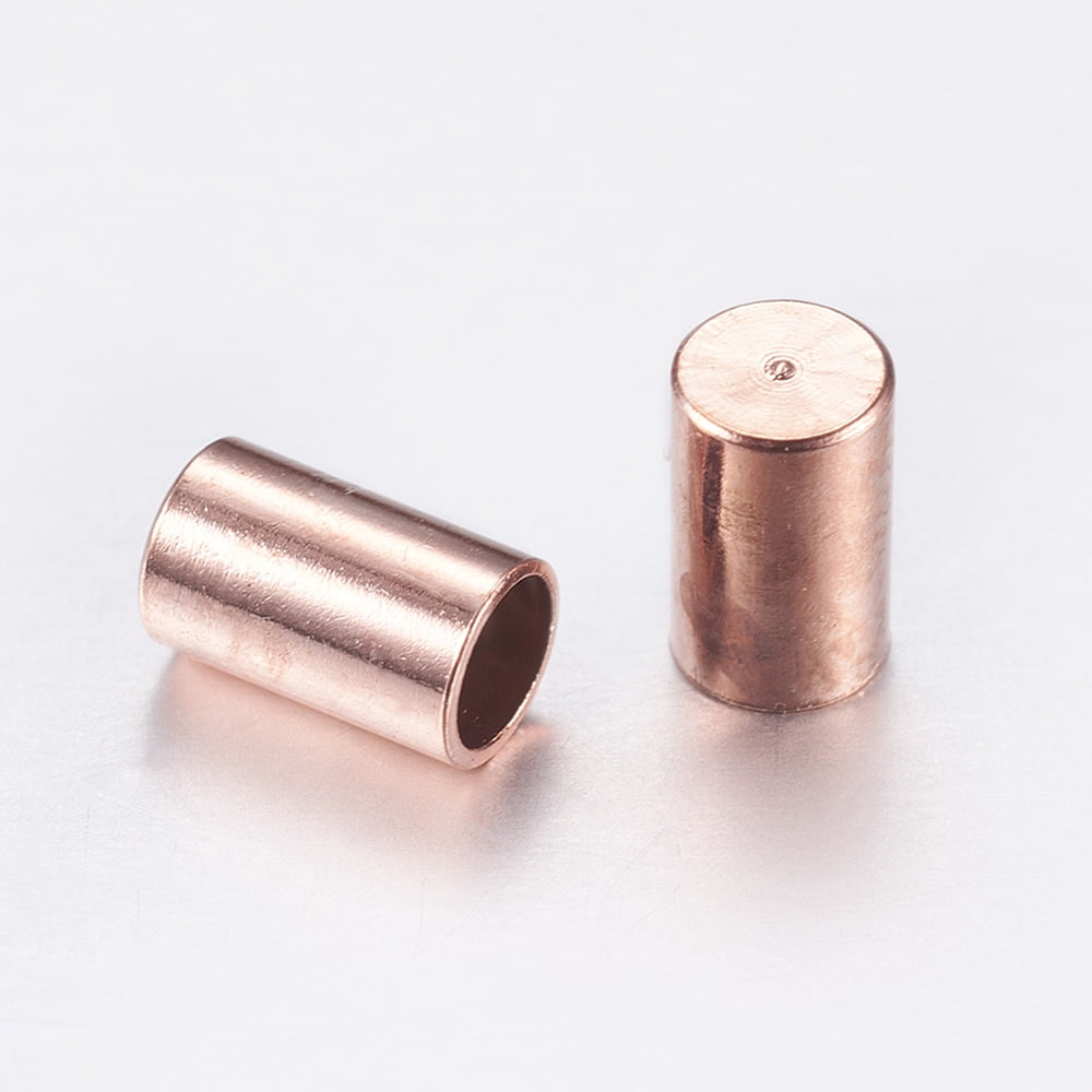 Brass Cord Ends End Caps Column Rose golden 5x3mm Inner Diameter: 2mm