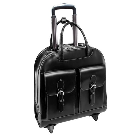 Solo 15.4 Leather Laptop - McKlein USA Davis Wheeled Ladies Laptop Case - Black