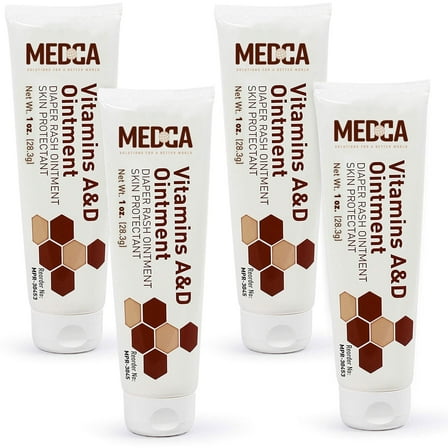 MEDca Vitamin A & D Diaper Rash Ointment for Baby Skin, 4-Pack - Soothing Relief for Diaper Irritation