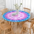 thumbnail image 3 of Colorful Tie Dye Mandala Pattern Round Fitted Tablecloth with Elastic Edge,Dining Table Cover Waterproof,Outdoor Round Tablecloth for Camping,Dining,Indoor and Outdoor, 3 of 7
