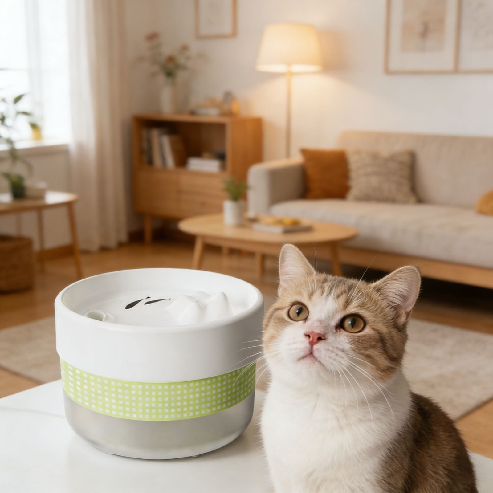 6.29" Cat Water Fountain, Quiet Circulation Drinking Bowl with Large Capacity, Anti-Splash Pet Water Dispenser for Cats