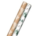 thumbnail image 1 of Papel de regalo reciclable Hallmark Kraft con líneas cortadas (2 rollos: 150 pies cuadrados Ttl) Árboles verdes sobre conos de pino blanco sobre papel kraft marrón para bodas de invierno, cumpleaños, 1 of 5