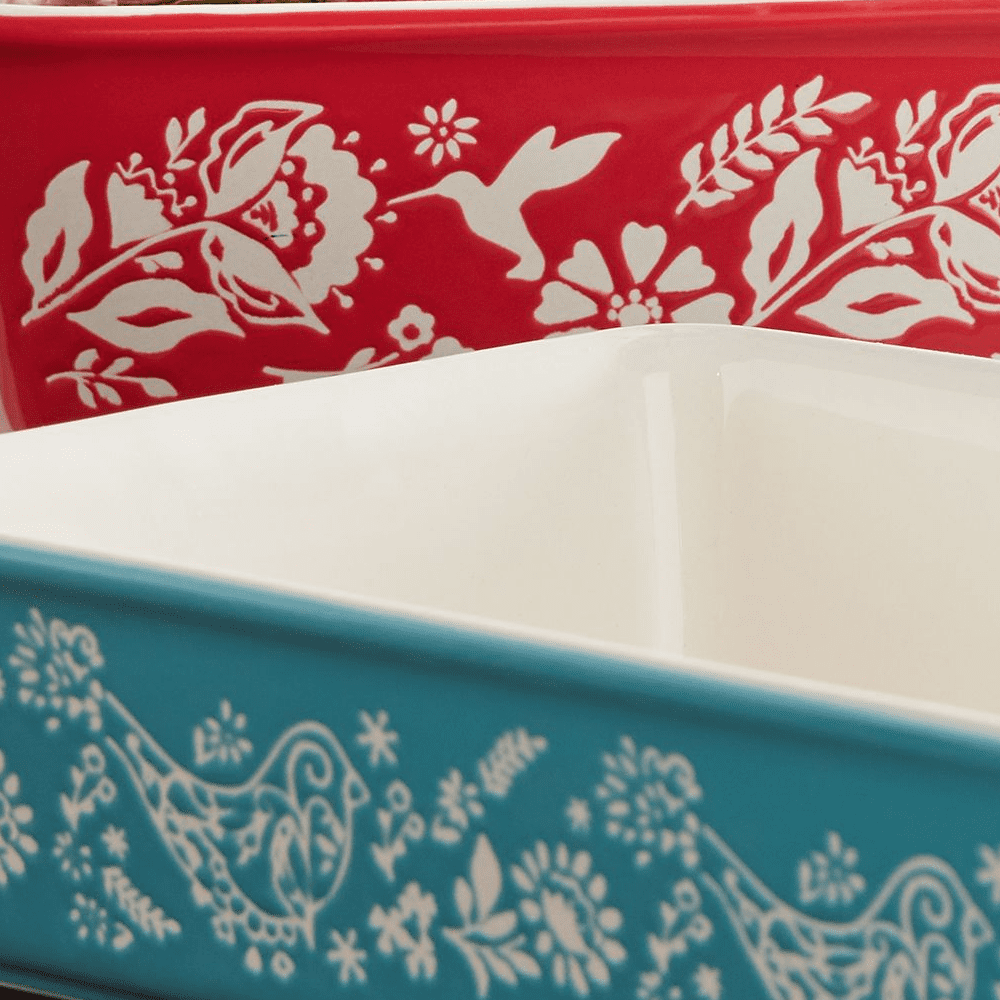 The Pioneer Woman Sweet Romance Blossoms Red, Teal 2-Piece Rectangular Ceramic Baking Dish