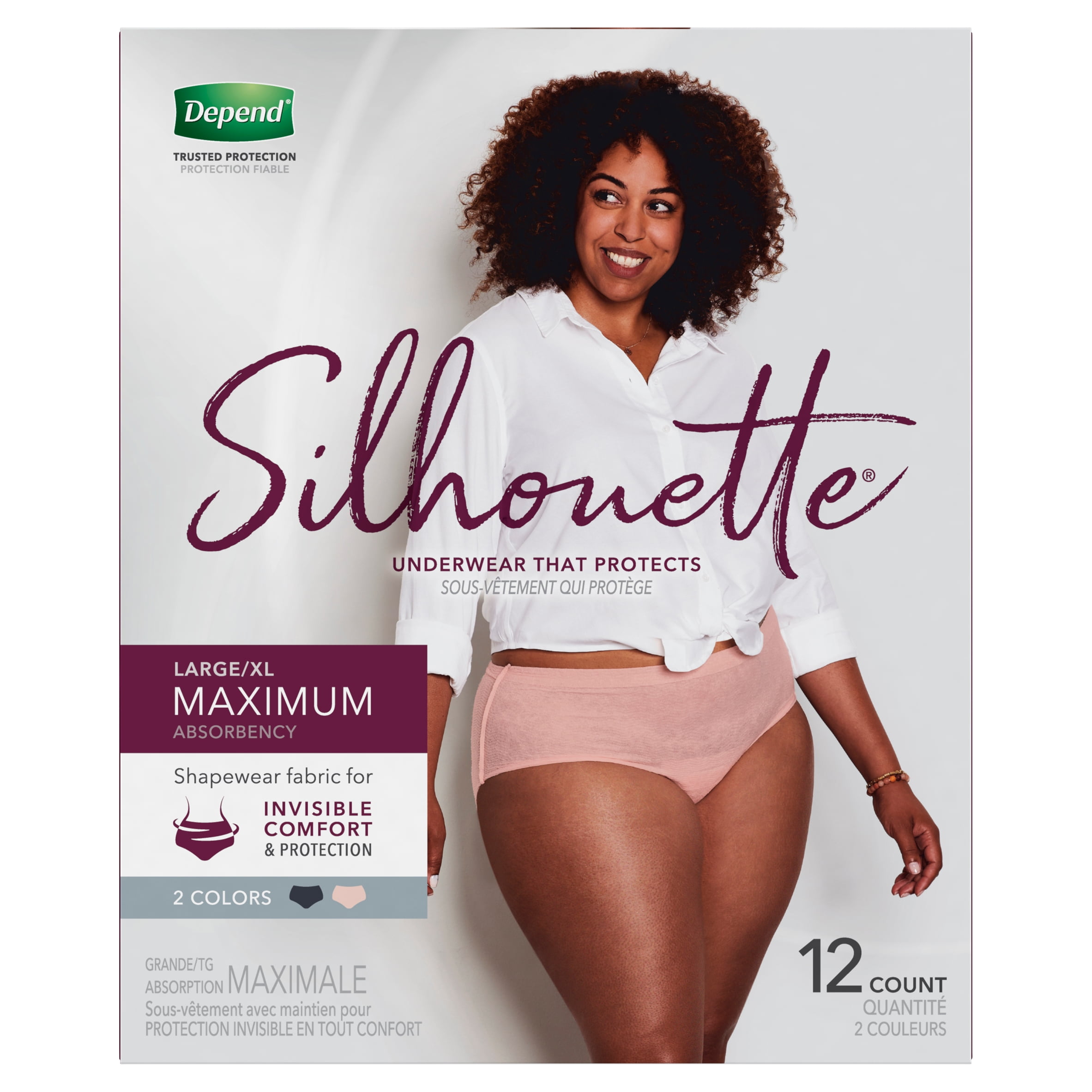 Depends Silhouette Adult Incontinence Underwear for Women, Maximum