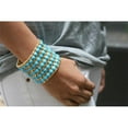 thumbnail image 1 of Celeste 622B-0011GW Goldtone 5-Row Square Cabochon Stretch Cuff Bracelet, 1 of 1