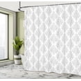thumbnail image 4 of Ambesonne Damask Grey Shower Curtain, Baroque Botany Swirls, 69"Wx84"L, Pale Grey and White, 4 of 4