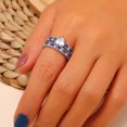 thumbnail image 2 of New Simple Retro Two Piece Set Diamond Love Heart Shape Ring For Unisex KC Gold Sapphire Blue Alloy Ring X2pcs, 2 of 6