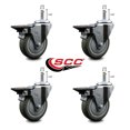 thumbnail image 2 of 4 Inch Gray Poly Swivel 7/16 Inch Grip Ring Stem Caster Set with Brake, 2 of 2