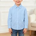 thumbnail image 2 of yboeqw Boys Long Sleeve Dress Shirts Classic Fit Collared Button Down Shirt 4-14 Year | Fashion Uniform Shirts,Boys School Clothes,Toddler Boy Shirts(2-3 Years,Blue), 2 of 5