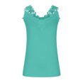 thumbnail image 4 of Usmixi Tank Top for Women Solid Summer V-Neck Sleeveless T Shirts Elegant Lace Patchwork Lightweight Tunic Vest Blouses Mint Green xxl, 4 of 5