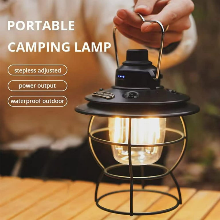 Lepro Vintage LED Camping Lantern, Rechargeable Camping Railroad Lantern, Retro Style, Classic Tabletop Lantern Decor with di