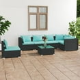 thumbnail image 1 of vidaXL 7 Piece Garden Lounge Set with Cushions Poly Rattan Black, 1 of 5