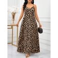 thumbnail image 6 of Multicolor Leopard Print Women Maxi Dress With Spaghetti Straps And V-Neck Loose Fit, 6 of 8