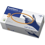 Medline SensiCare Ice Blue Nitrile Exam Gloves Small Size - Nitrile - Dark Blue - Powder-free, Comfortable, Chemical Resistant, Latex-free, Beaded Cuff, Textured Fingertip, Non-sterile, Durable - For