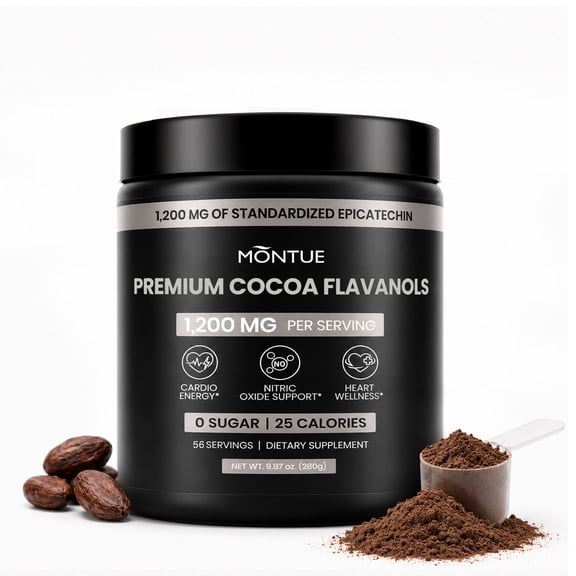 BFQN High Flavanol Cocoa Powder – 1200mg Flavanols & Flavonoids per Serving, Nitric Oxide & Energy Support, Vegan, 10x More Epicatechin Than Regular Cocoa