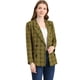 thumbnail image 1 of Chaqueta formal Allegra K para Mujer, Trabajo a Cuadros, solapa con Muesca, Doble Botonadura, Verde amarillo S, 1 of 7