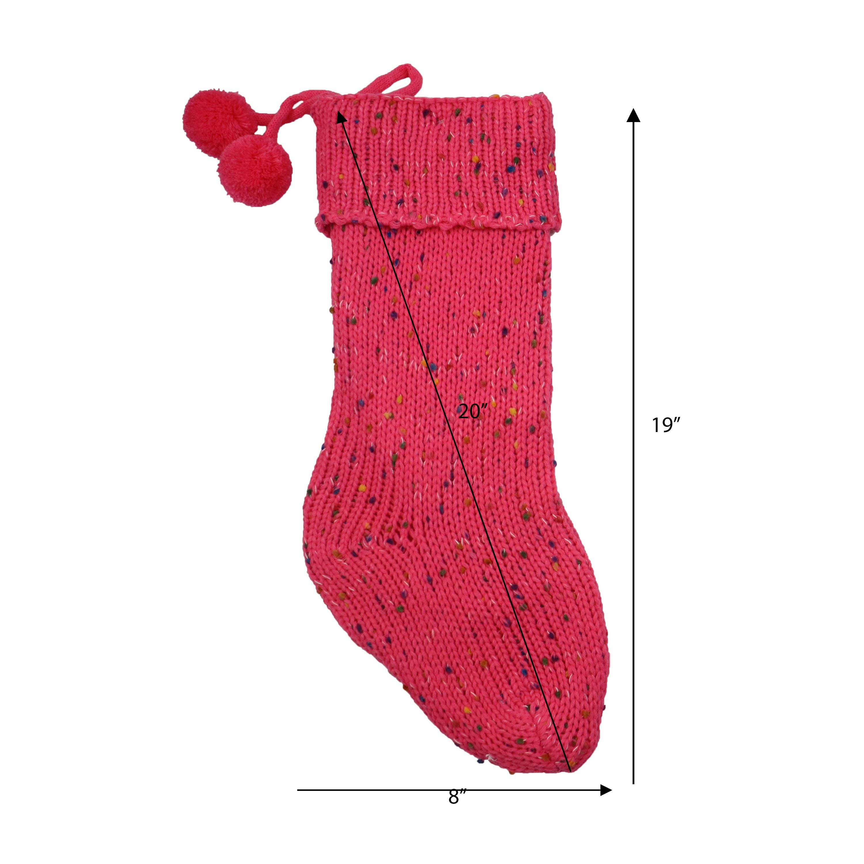 Holiday Time Pink Knit Stockings, 20, 2 Pack 