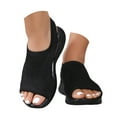 thumbnail image 6 of kamemir Womens Wedge Sandals Womens Open Toe Dressy Platform Sandals Slip on Elastic Ankle Strap Wedges Sandals(Black,9), 6 of 6
