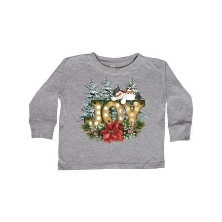 

Inktastic Christmas Joy in Lights with Cute Snowman and Poinsettia Gift Toddler Boy or Toddler Girl Long Sleeve T-Shirt