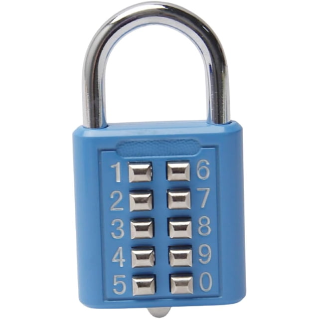 HUGFEGWE 10 Digit Push Button Combination Padlock Digital Lock for Locker Cabinet Case Drawer,Fixed Gym Cabinet Door Toolbox Padlock Gym Sports School and Employee Lock,Blue 1PCS UA824-6875