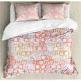 thumbnail image 1 of Funky Duvet Cover Set King Size, Amorph Wavy Uneven Forms with Four-Petal Abstract Flowers Repeating Colorful Design, Decorative 3 Piece Bedding Set with 2 Pillow Shams, Multicolor, by Ambesonne, 1 of 3