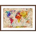 thumbnail image 2 of Art.com Vintage World Map. Colorful Paint, Watercolor, Retro Style Expression on Grunge, Old Paper. Art Print by Michal Bednarek, Brown Frame Wall Art, 29" x 21", 2 of 5