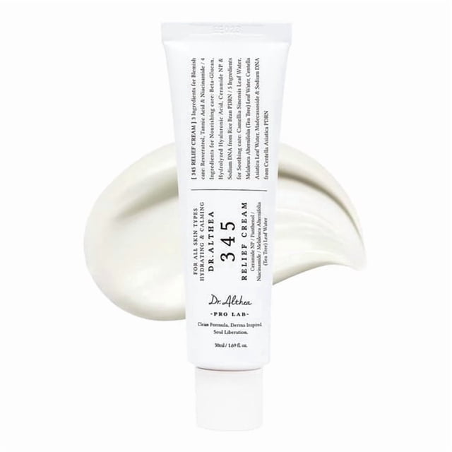 Pack of 1 Dr.Althea 345 Relief Cream | Daily Face Moisturizer for Soothing Recovery and Blemish Care with PDRN & Niacinamide | Korean Vegan Skin Care for All Skin Types, 1.69 Fl Oz