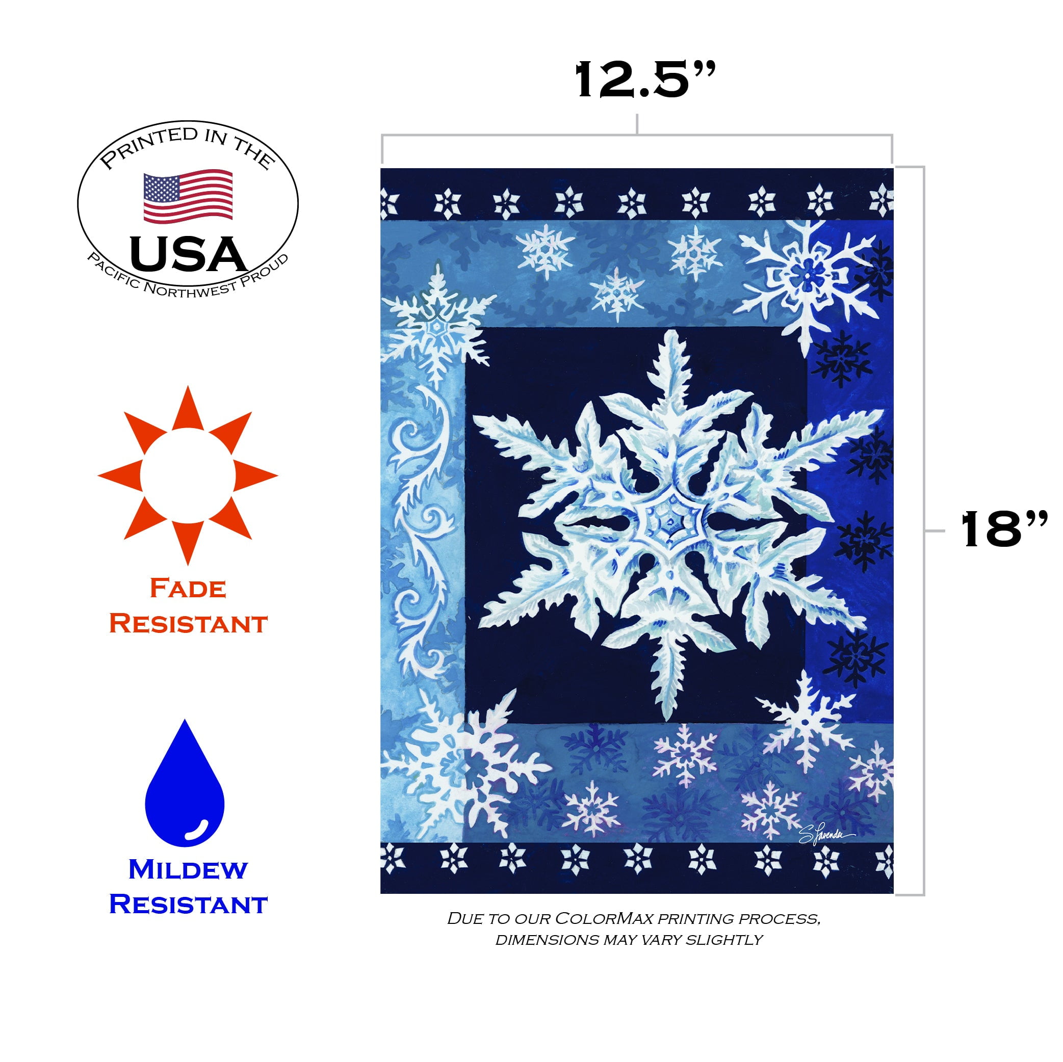 Toland Home Garden Cool Snowflakes Winter Flag Double Sided 12x18 Inch
