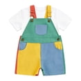 thumbnail image 6 of LJEFF Kids Color Block Overalls Shorts, Summer Adjustable Straps Casual Breathable Summer Toddler Jumpsuit Sky Blue Size 3 T, 6 of 6