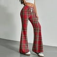 thumbnail image 4 of Women's Fashion Loose Drawstring Waist Plaid Printed Casual Sports Flared Pants, Elastic Joggers Sweatpants, Stylish Yoga Pants for Women,Red,XL, 4 of 8