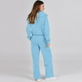 thumbnail image 4 of Women's 2 Piece Outfits Casual Lapel Half Zip Sweatshirts and Wide Leg Pants Tracksuit Sets Light Blue L, 4 of 6
