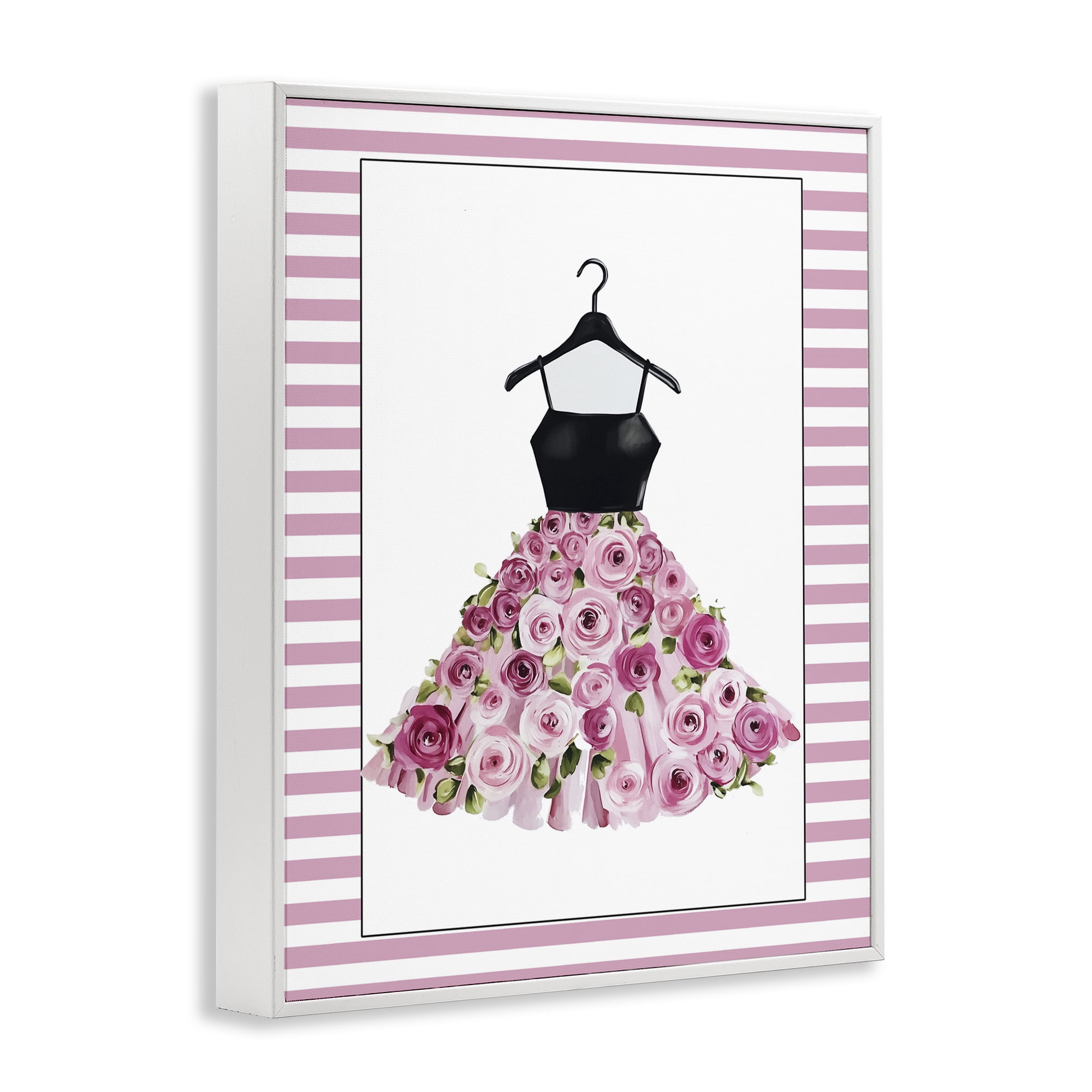 Flower Bedecked Dress White Framed Giclee Art, design by Christine Simpson Art