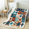 thumbnail image 2 of Southwestern Ethnic Throw Blanket for Couch Baby 30"X40" Western Boho Sherpa Throw Blanket Native Tribal Aztec Hippie Fleece Blanket Exotic Bohemian Fuzzy Blanket Teal Orange Geometric Diamond Print, 2 of 6