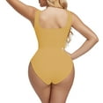 thumbnail image 4 of WZXFASHION Justaucorps Gainant Confortable à Larges Bretelles pour Femmes, Col en U, Jaune, TTG, 4 of 9