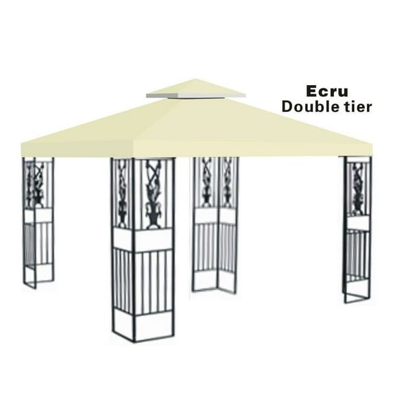 10x10' Replacement Canopy Top Patio Pavilion Gazebo Sunshade Polyester Cover-Double Tier