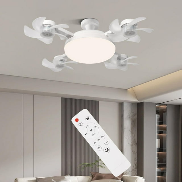 Luz De Ventilador De Techo, 6500K 4500K 3000K Lámpara De Ventilador De Habitación Con Flujo De Aire Fuerte Temporización 2H 4H Para Casquillo E26 E27 Para Dormitorio De Cocina