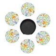 thumbnail image 3 of Posavasos de cuero de 6 piezas, verde para flores de iris, campanas, mariposas, acuarela, posavasos para bebidas, posavasos para tazas, regalo de inauguración de la casa, ideal para la decoración del, 3 of 7