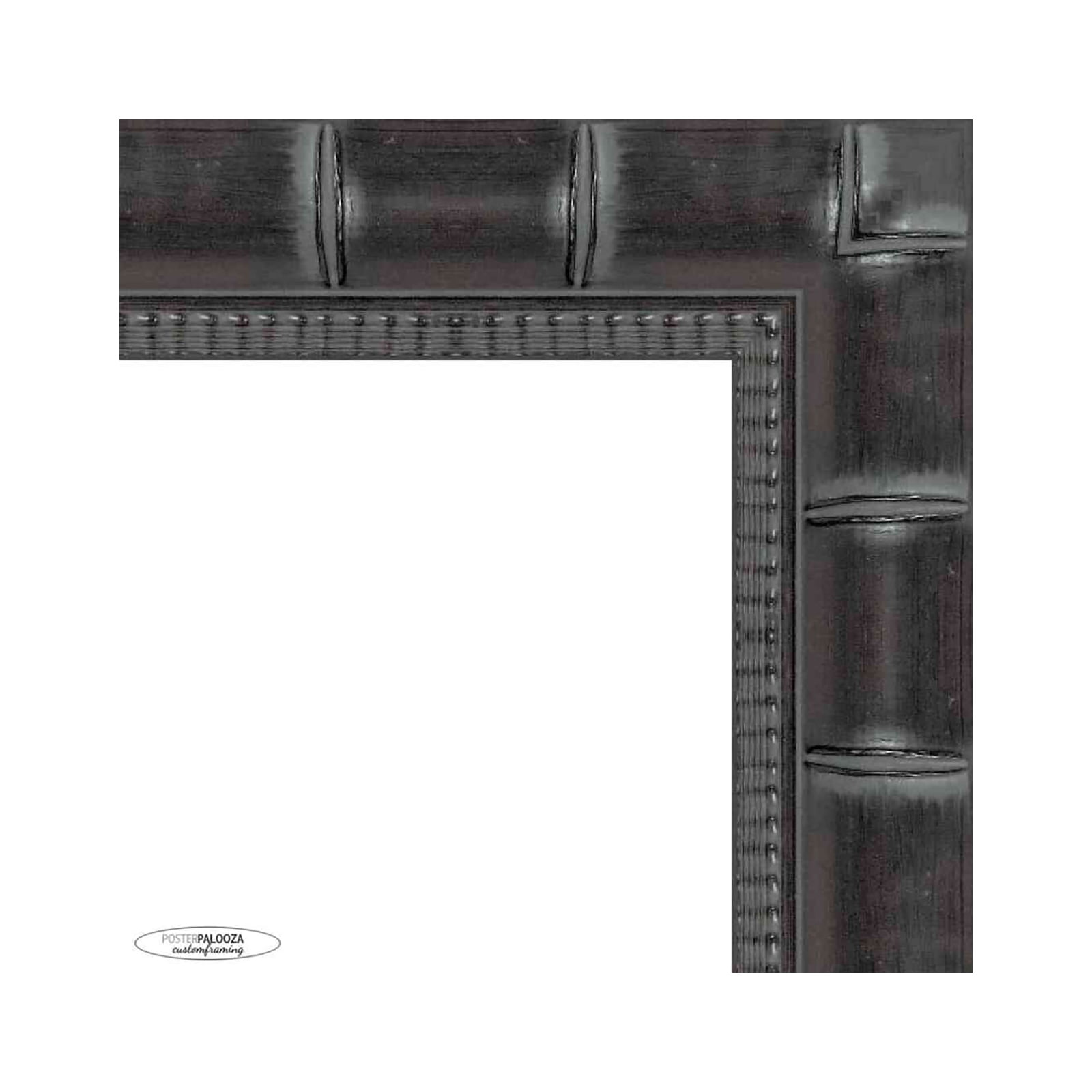 18x24 Black Wide Bamboo Picture Frame - UV Acrylic, Foam Board Backing, Hanging Hardware
