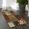 thumbnail image 2 of Mainstays Traditional Leaf Block Rust Brown Indoor Hallway Runner Rug, 1'8"x5', 2 of 8