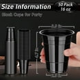 thumbnail image 3 of 50 Pack Black Plastic Cups 16 oz, Disposable Cups for Party, Heavy Duty Drinking Cups, Graduation Cup for Wedding Birthday Beer Taste Serving Snack Sample Tastings Barbecues Picnic, 3 of 14