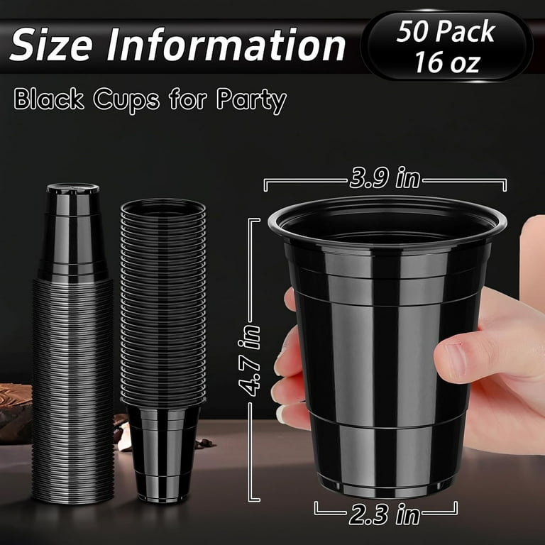 50 Pack Black Plastic Cups 16 oz, Disposable Cups for Party, Heavy Duty  Drinking Cups, Graduation Cup for Wedding Birthday Beer Taste Serving Snack  Sample Tastings Barbecues Picnic - Walmart.com