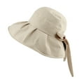 thumbnail image 3 of Nooxsoe Wide Brim Sun Hat for Women: Foldable Packable Beach Bucket Hat with Bow - Accented Ponytail Opening Beige One Size, 3 of 5