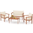 thumbnail image 2 of Costway 4 PCS Acacia Wood Conversation Set with Seat & Back Cushions Loveseat Armchairs, 2 of 10