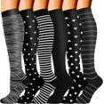 thumbnail image 1 of 6 Paires Meilleures Chaussettes de Compression Médicales Femmes Hommes 20-30 mmHg Bas Jusqu'aux Genoux, 1 of 7