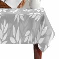 thumbnail image 4 of Grey White Leaves Table Cloth Waterproof Tablecloths, Spring Pastoral Rustic Botanical Tablecloth Dining Table Cover for Kitchen Party Tabletop Outdoor, Rectangle Tablecloth 52x70 Inch, 4 of 9