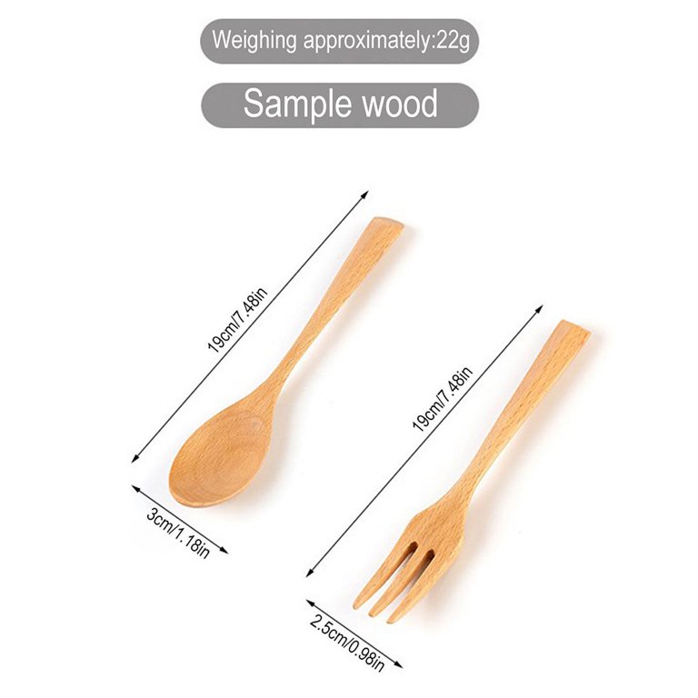 2-Piece Wooden Spoon Set – Wood Grain Pointed & Round Soup/Dessert Spoons (18.5cm & 18cm)