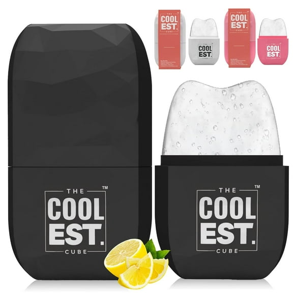 The Coolest Cube Ice Roller For Face and Eye, Reusable Facial Roller to Tone Brighten and Tighten Skin, Silicone Ice Mold Stick to Depuff Eye Bags and Lift Skin, Moisturizing Ice Roller - Black