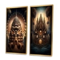 thumbnail image 3 of Designart "Ancient Temple Mystique Consciousness Unveiled III" Abstract Landscape Framed Wall Art Set Of 2 - Modern Gold Framed Canvas Set For Living Room Decor, 3 of 6