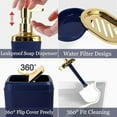 thumbnail image 5 of Bathroom Set - Blue and Gold Bathroom Accessories, Bathroom Sets with Shower Curtain and Rugs, Navy Blue Shower Curtain Set with Bathroom Trash Can, Soap Dispenser, Soap Dish for Home Decor, 5 of 6